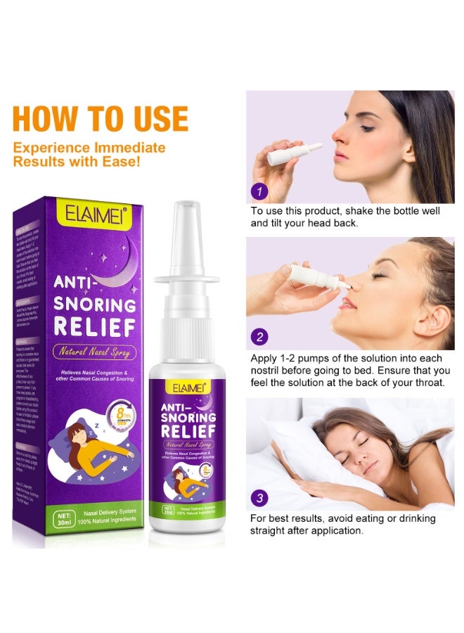 Elaimei Anti Snoring Relief, Anti Snoring Spray, Fast Snore Stopper Drops for Better Sleep, Effective Snoring Solution, Helps Open The Throat & Air Passage While Sleeping 30ml - Image 4