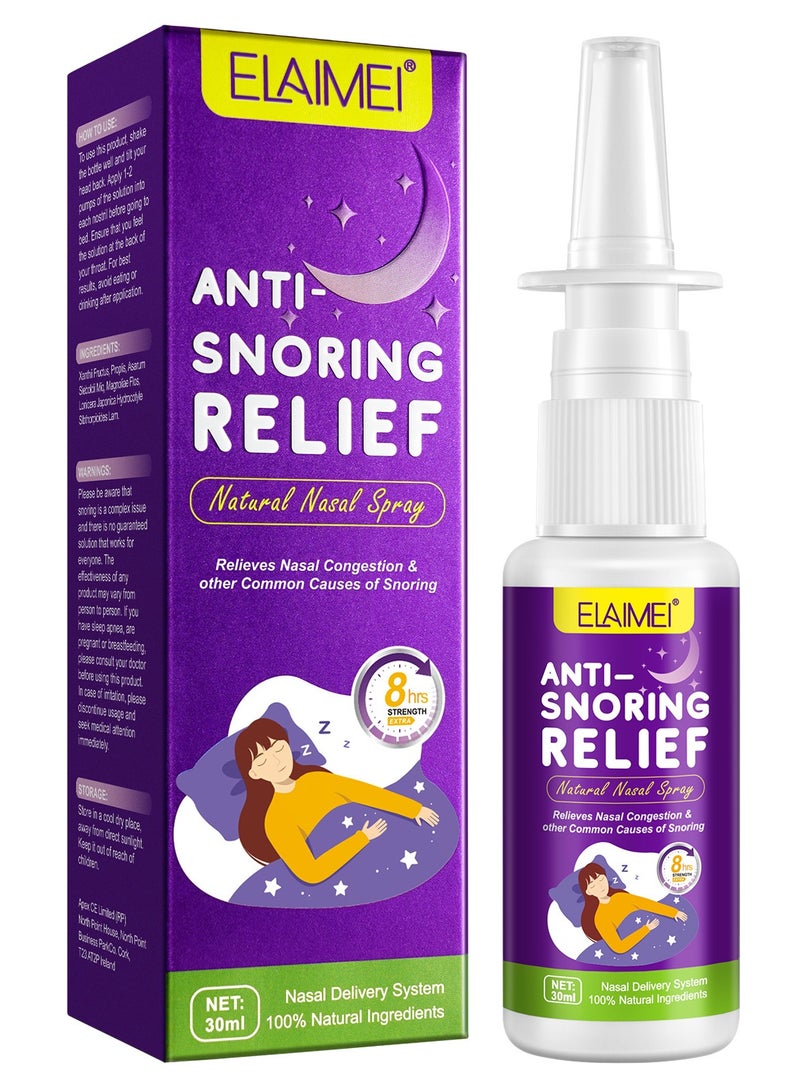 Elaimei Anti Snoring Relief, Anti Snoring Spray, Fast Snore Stopper Drops for Better Sleep, Effective Snoring Solution, Helps Open The Throat & Air Passage While Sleeping 30ml - Image 1