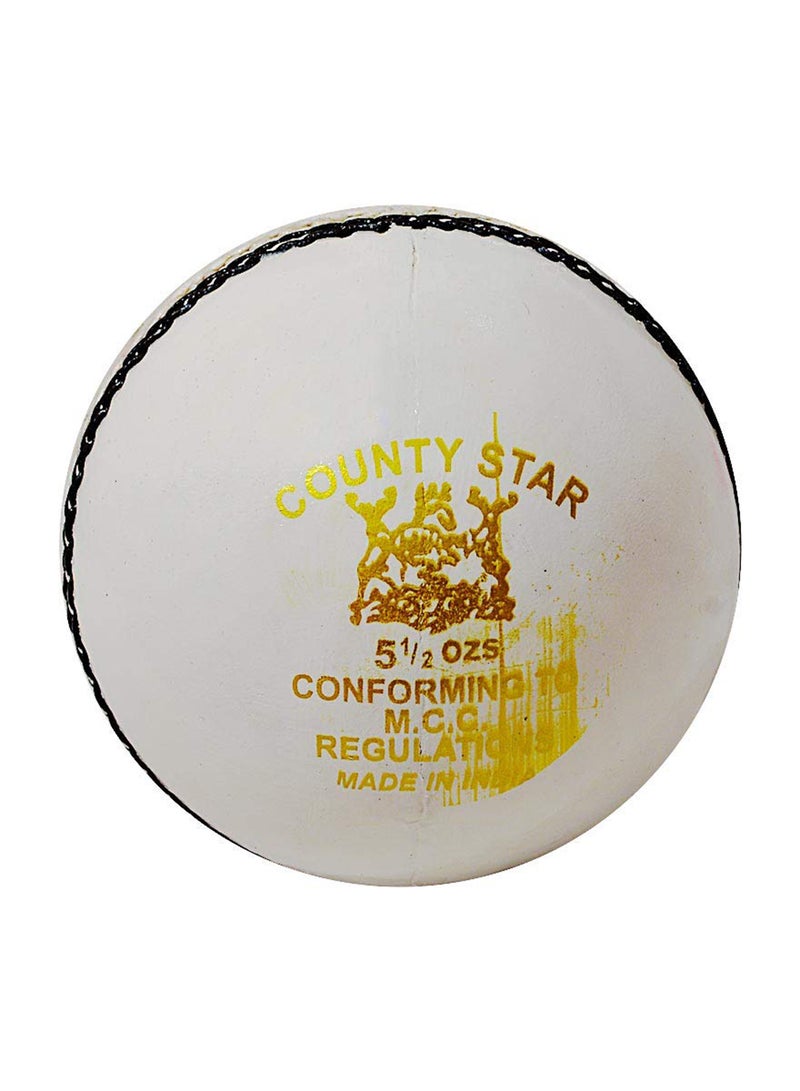 GM County Star Leather Cricket Ball (White) | Jumior | Leather |Water Proof - Image 1