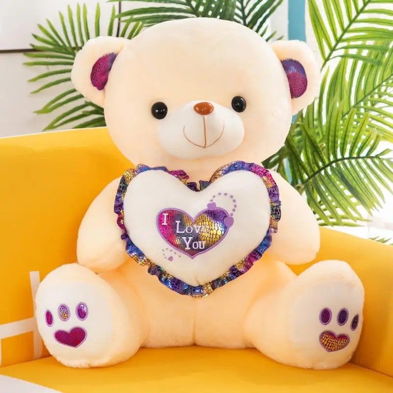 Y&D Teddy Bear with Heart Valentine's Day Soft Personalized Plush Cotton Anime Stuffed Animal Toy – Light-Up LED Features, Cuddly Gift for Kids and Adults - Image 1