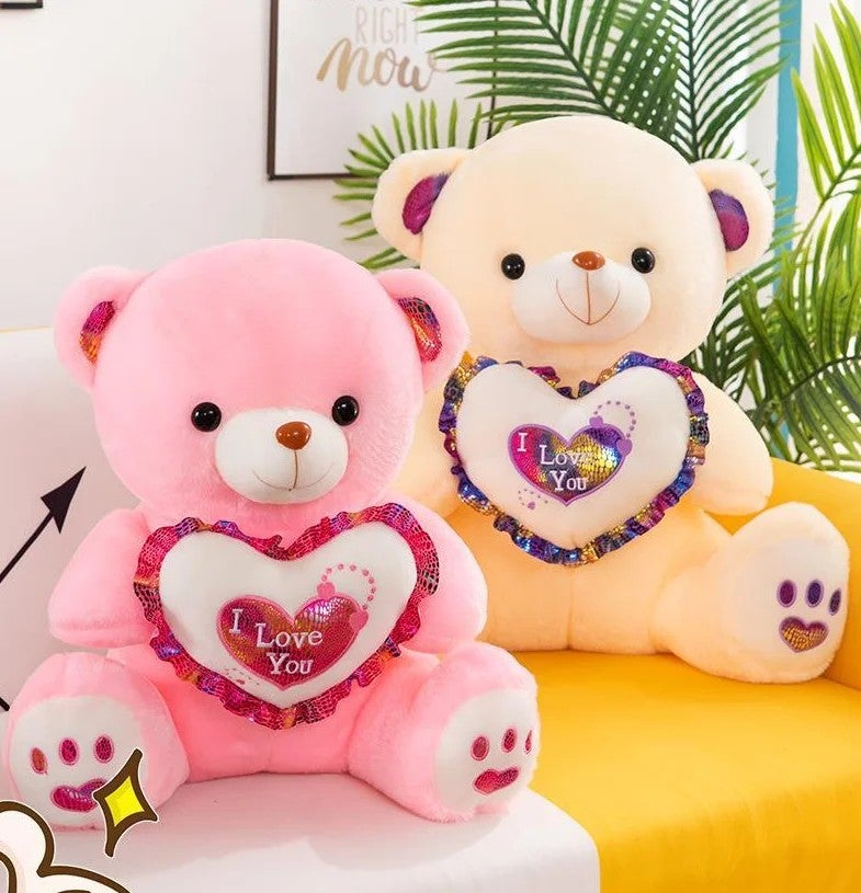 Y&D Teddy Bear with Heart Valentine's Day Soft Personalized Plush Cotton Anime Stuffed Animal Toy – Light-Up LED Features, Cuddly Gift for Kids and Adults - Image 4