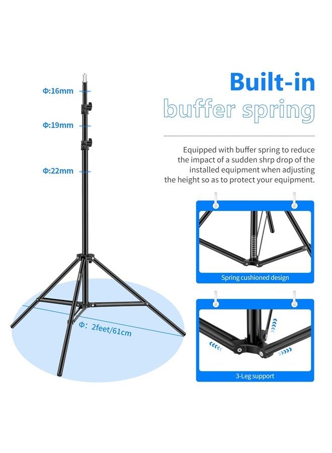 Neewer 6.23 Feet/190CM Aluminum Light Tripod Stands For Studio Kits, Photography Lights, Softboxes(Black,2 Pack) - Image 1
