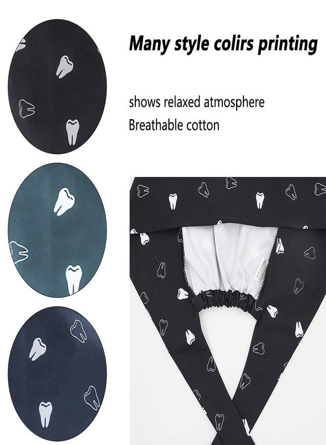 CHUANGLI 3Pcs Gourd-Shaped Working Caps with Upgrade Sweatband Adjustable Hats Head Cover- Women/Men (B23# Tooth Green Black Navy) - Image 3