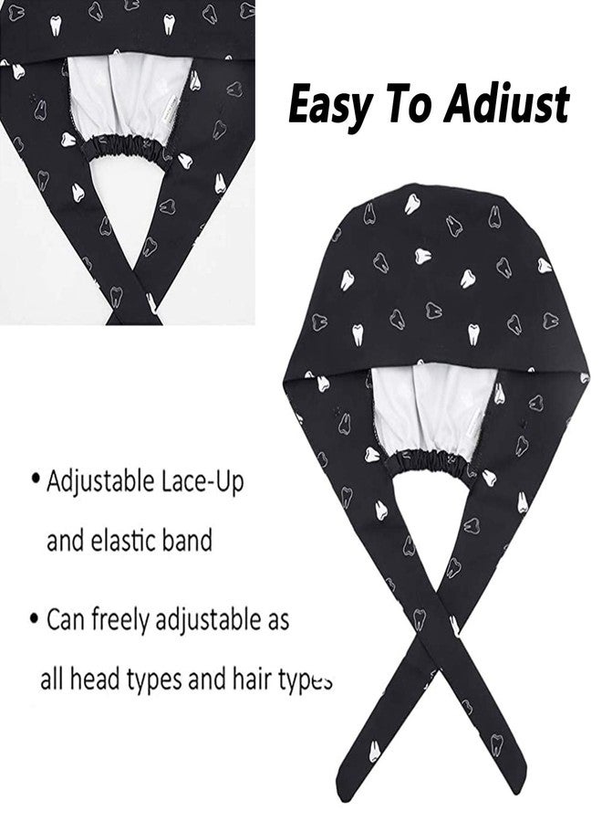 CHUANGLI 3Pcs Gourd-Shaped Working Caps with Upgrade Sweatband Adjustable Hats Head Cover- Women/Men (B23# Tooth Green Black Navy) - Image 4