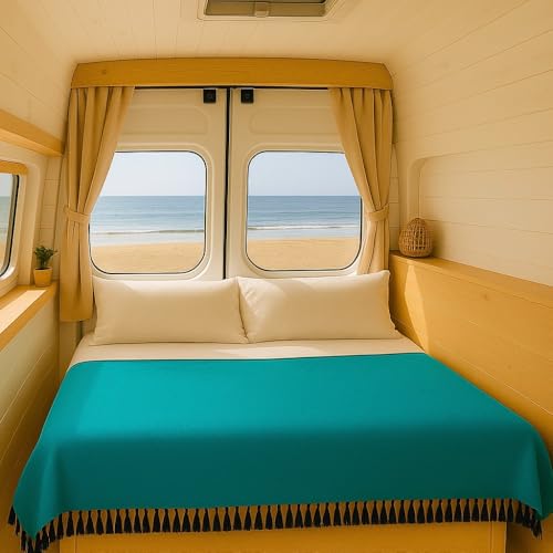 Open Road Goods Handmade Solid Color Yoga Blanket - Thick Mexican Blanket or Throw - Made for Yoga! (Turquoise, Green) - Image 4