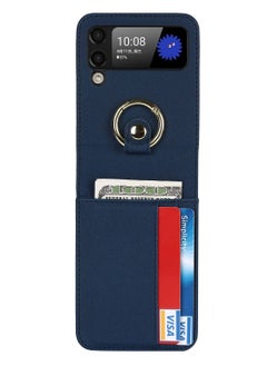 KASTWAVE Case for Galaxy Z Flip 3 5G, Compatible with Samsung Z Flip 3(2021) Leather Wallet Case, Adjustable Crossbody Lanyard Durable Card Slots Ultra Slim Luxury Cover for Samsung Galaxy Z Flip 3 (Navy Blue)  - Image 3