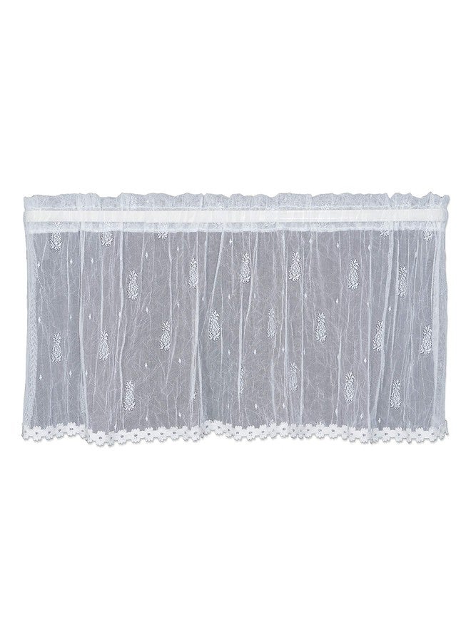 هيريتدج ليس ستارة دانتيل تراثي بنقشة الأناناس مع حواف، 45 × 15 بوصة، أبيض - Image 1