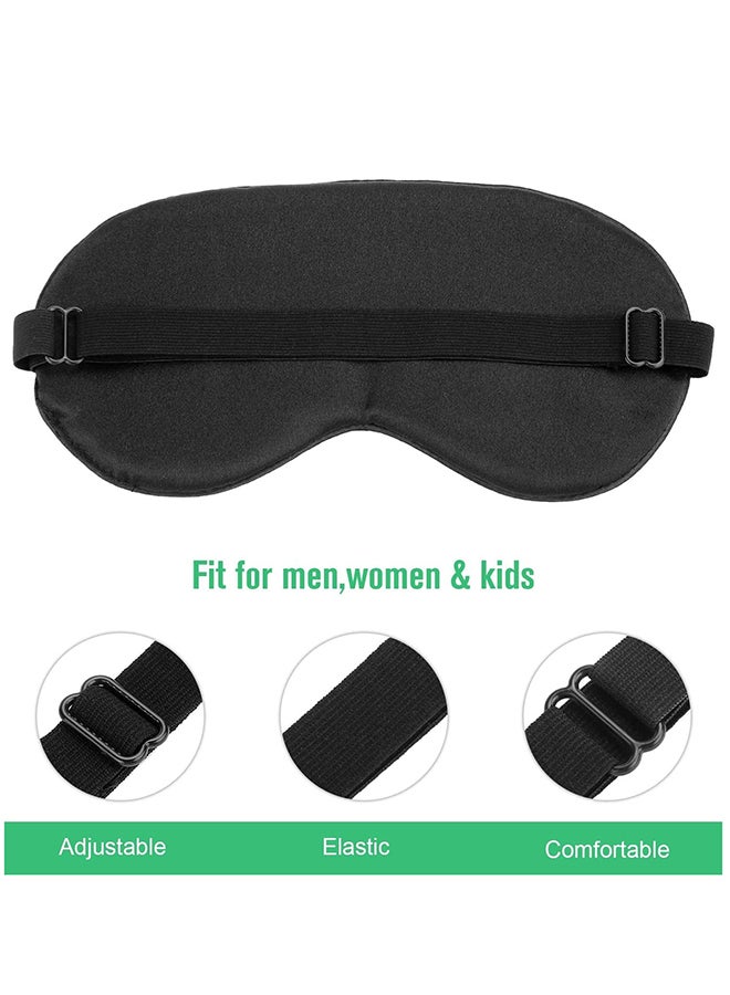 Pack Of 2 Natural Silk Sleeping Blind Fold With Adjustable Strap, Black - Image 3