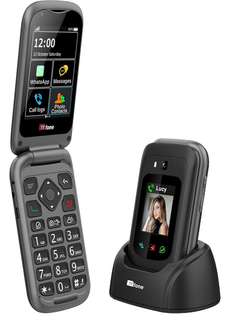 TTfone TT970 4G Touchscreen Senior Big Button Flip Mobile Phone - Easy and Simple to Use - Android Whatsapp