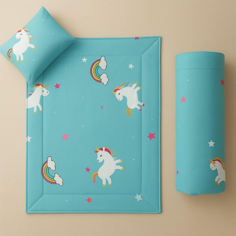 ZIKKU Baby Bedding Set for Newborn - 3 Piece Complete Set with Quilt Blanket Pillow & Changing Pad | Cute Animal Print Design | Cotton Baby Bed Set | Nursery Essentials Gift (Cyan) - Image 3