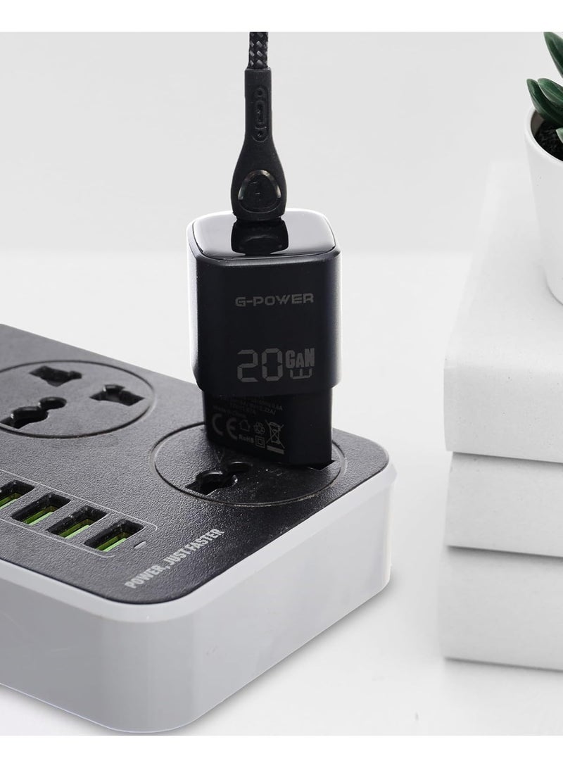 جي باور شاحن سريع G-Power GP-C22 بقوة 20 واط بمنفذ USB-C واحد، متوافق مع أجهزة iPhone 16/14/14 Plus/14 Pro/14 Pro Max/13، وSamsung، وXiaomi، وPixel 4/3، وiPad - أسود - Image 5
