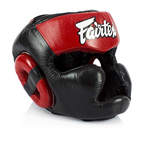 Fairtex Muay Thai Boxing Headgear Protective Sparring Head Guard with Adjustable Straps MultiLayer Padding Enhanced Vision Coverage HG13 BlackRed LaceUp Medium - Image 3