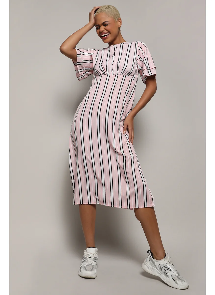 كامبوس سوترا Women's Baby Pink Club Striped Dress