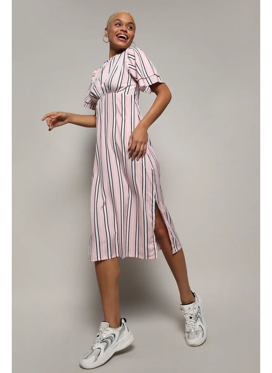كامبوس سوترا Women's Baby Pink Club Striped Dress