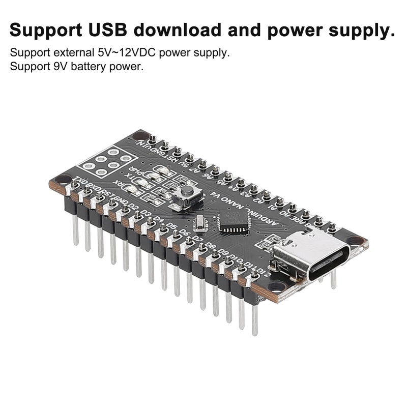 وحدة ATmega328P 5 فولت-12 فولت تيار مستمر: 12 منفذ إدخال/إخراج رقمي، 6 مدخلات تناظرية، 6 منافذ موجة عرض نوسية لتطبيقات المشاريع الإلكترونية الصناعية الذاتية وتطوير الميكروكمبيوتر - Image 2