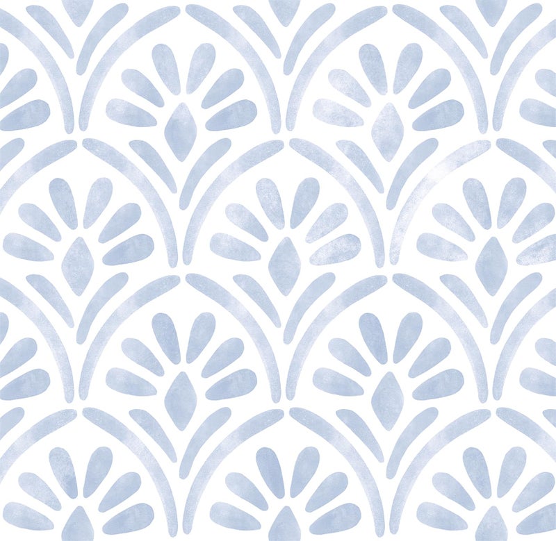 Hopepak 173x197 Blue Peel and Stick Wallpaper for Bedroom Bathroom Geometric Sector Wall Paper Boho Contact Paper Watercolor Removable SelfAdhesive Textured Wallpapers Decoral Cabinets - Image 2