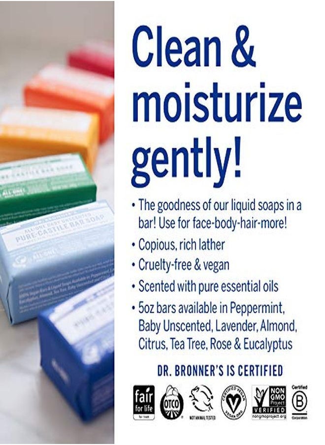 Dr. Bronner's Dr. Bronner?S - Pure-Castile Bar Soap (Baby Unscented, 5 Ounce, 3-Pack) - Made With Organic Oils, For Face, Body, Hair, Gentle For Sensitive Skin, Babies, No Added Fragrance, Biodegradable, Vegan  - Image 5