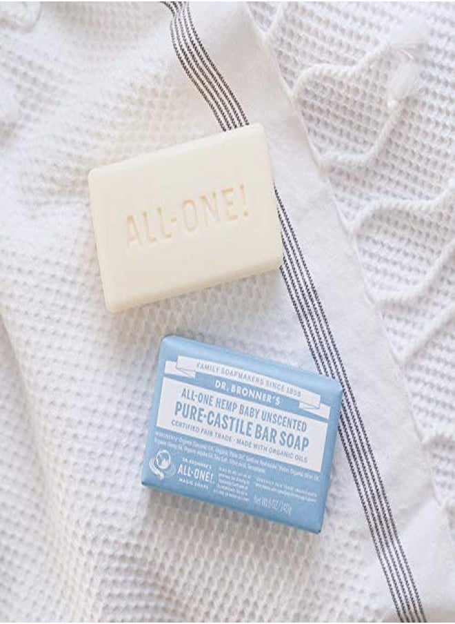 Dr. Bronner's Dr. Bronner?S - Pure-Castile Bar Soap (Baby Unscented, 5 Ounce, 3-Pack) - Made With Organic Oils, For Face, Body, Hair, Gentle For Sensitive Skin, Babies, No Added Fragrance, Biodegradable, Vegan  - Image 3