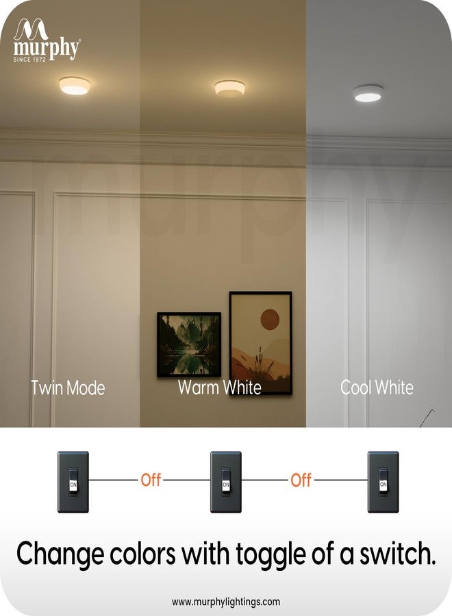 مورفي مصباح سقف دائري LED ثنائي اللون من مورفي، 2 في 1، 8 واط + 8 واط | أبيض بارد + أبيض دافئ | إضاءة داخلية عالية السطوع وموفرة للطاقة | ضمان لمدة عامين | عبوة من 20 قطعة - Image 4