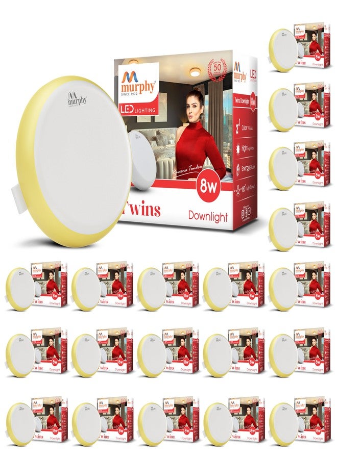 مورفي مصباح سقف دائري LED ثنائي اللون من مورفي، 2 في 1، 8 واط + 8 واط | أبيض بارد + أبيض دافئ | إضاءة داخلية عالية السطوع وموفرة للطاقة | ضمان لمدة عامين | عبوة من 20 قطعة - Image 1