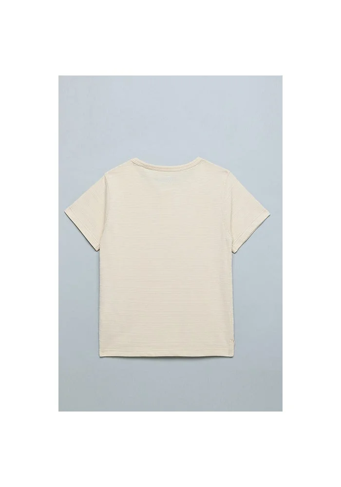 أر أند بي Solid T-shirt with Henley Neck and Short Sleeves