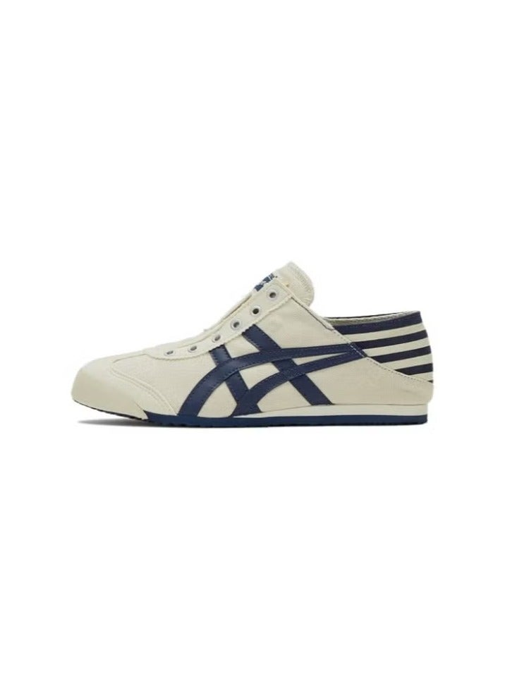 Onitsuka Tiger MEXICO 66 Slip-On Canvas Casual Colorblock Beige/Dark Blue - Image 1