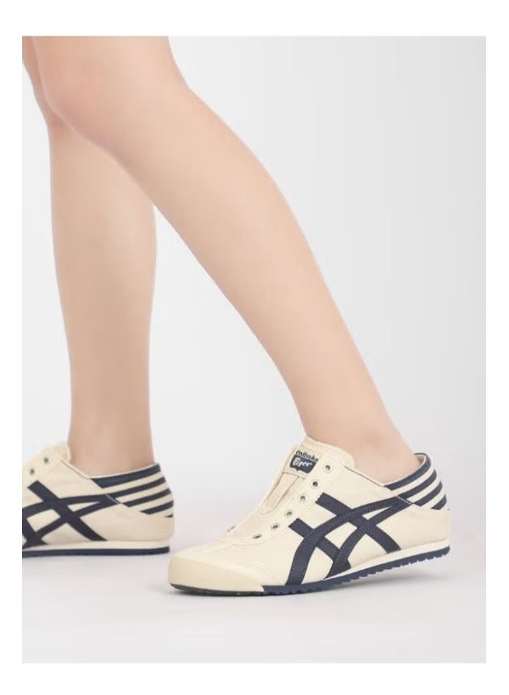 Onitsuka Tiger MEXICO 66 Slip-On Canvas Casual Colorblock Beige/Dark Blue - Image 3