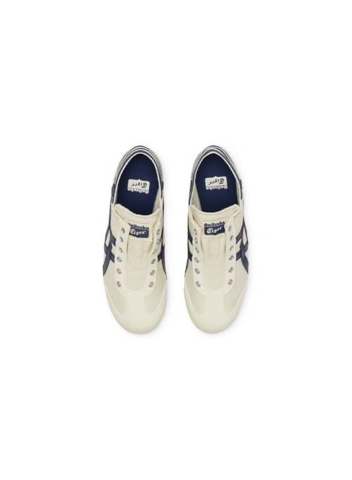 Onitsuka Tiger MEXICO 66 Slip-On Canvas Casual Colorblock Beige/Dark Blue - Image 4