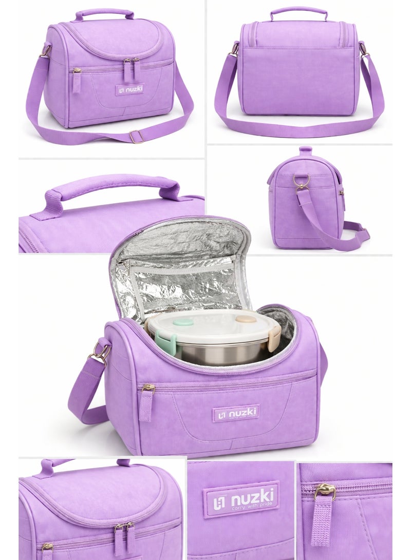 NUZKI Insulated Lunch Bag with Shoulder Strap – Leakproof Thermal Food Storage Cooler Bag for School, Office & Travel – Lightweight & Durable - Image 3