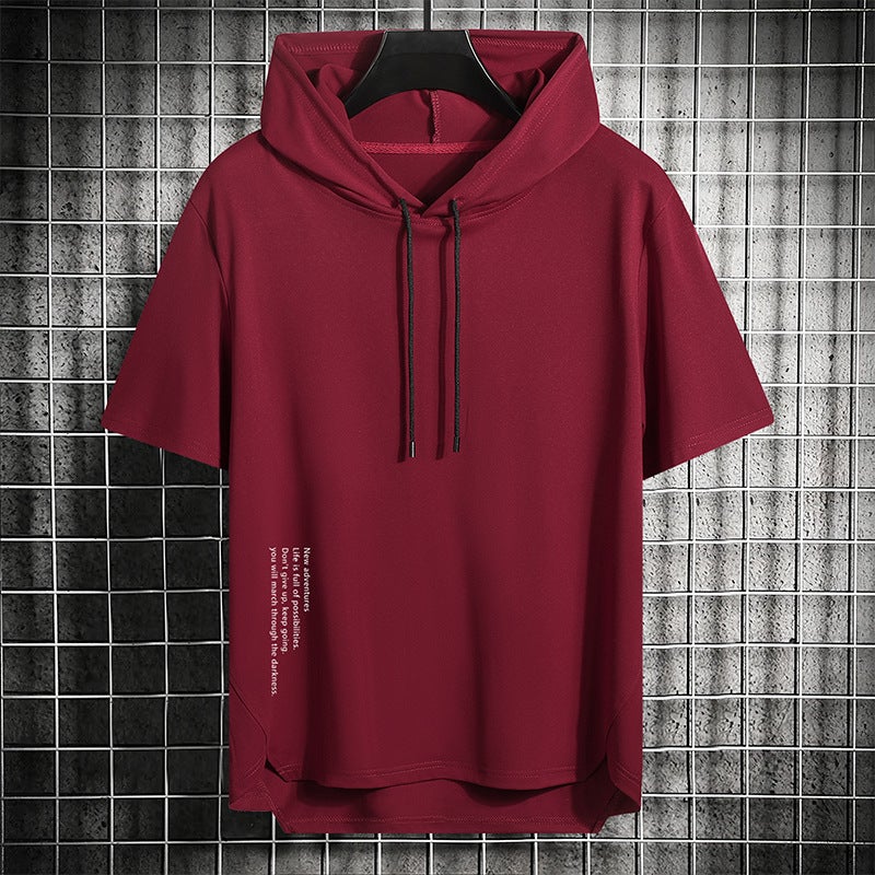Men's Summer Short-sleeved T-shirt Cross-border Hong Kong-style Trendy All-match Outdoor Sports Casual Loose Top Hooded Men - Image 4