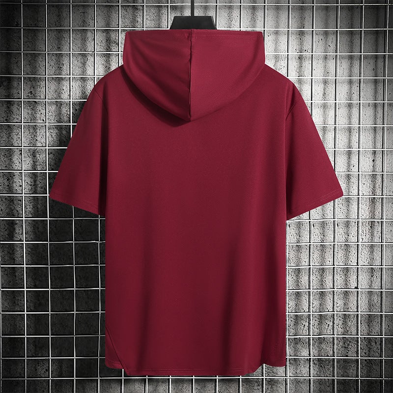 Men's Summer Short-sleeved T-shirt Cross-border Hong Kong-style Trendy All-match Outdoor Sports Casual Loose Top Hooded Men - Image 5