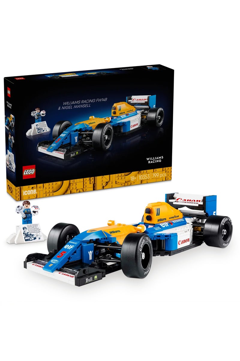 LEGO Icons Williams Racing FW14B & Nigel Mansell 10353 - 18+ F1 Car Model Set (799 Pieces) - Image 1