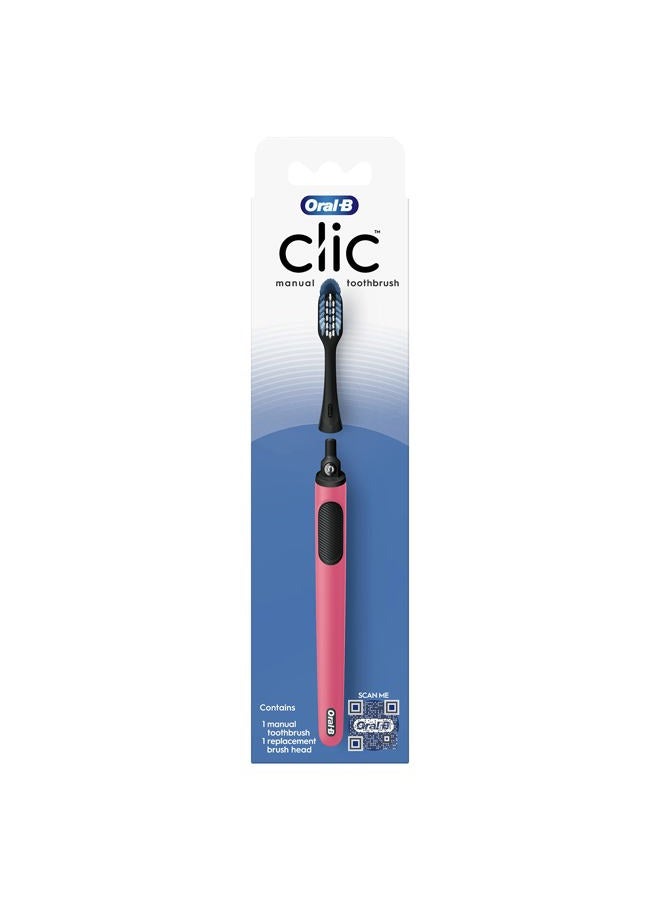 Oral-B Clic Manual Toothbrush, Coral, with Replaceable Brush Head - 1 Count - Image 1