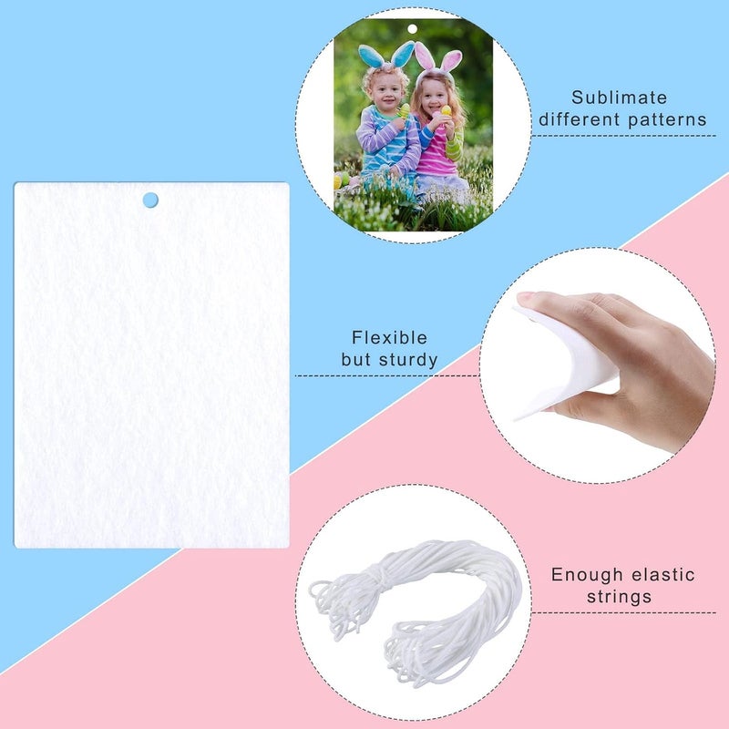 20PCS Sublimation Air Freshener Blanks Felt Sheets with Elastic Rope for Car, Home, Bathroom DIY Hanging Scented Car Fresheners & Decor, Air Freshener Blanks for Sublimation with 20 Pieces Bags - Image 3