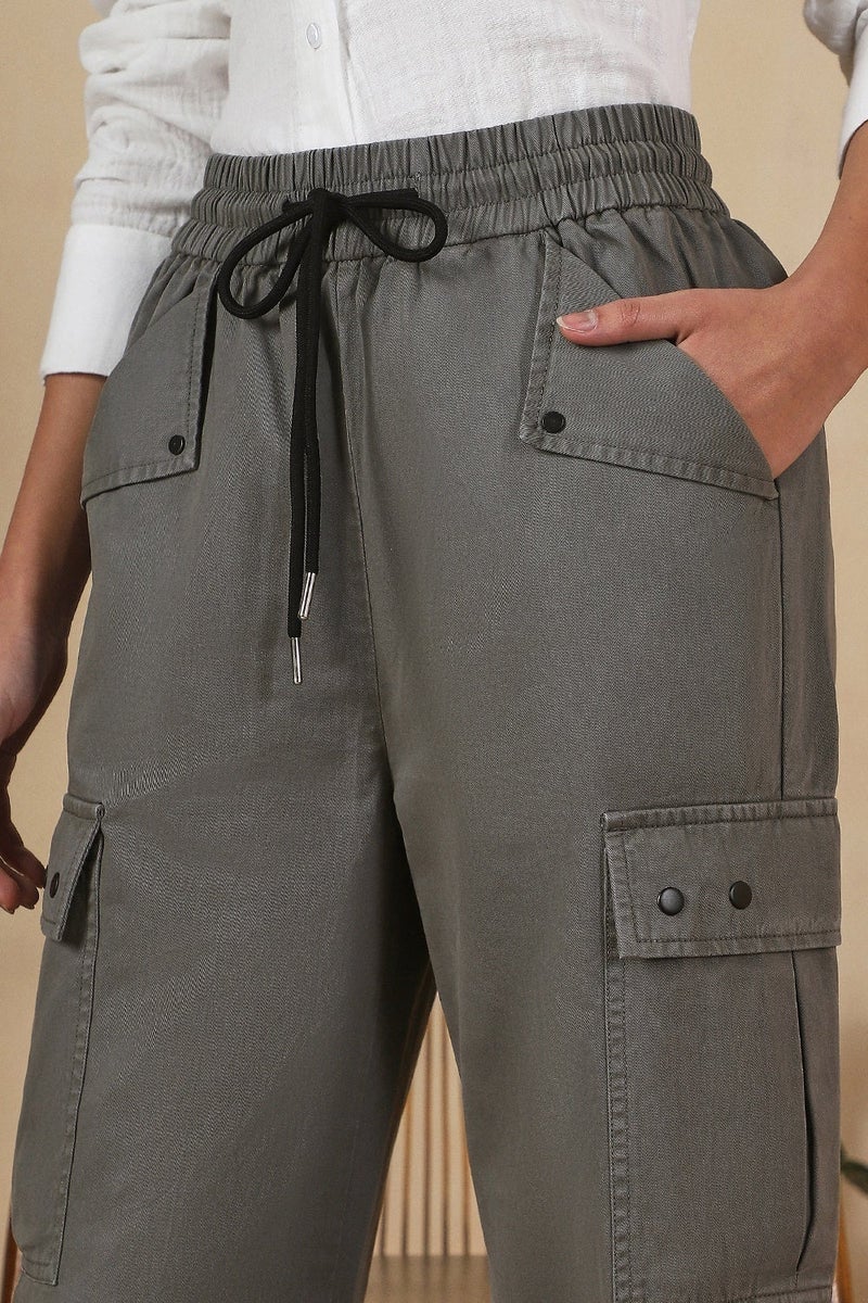 fyltr Women's Cargo Utility Trouser - 100% Cotton | Adjustable Hem | Drawstring Closure | Utility Pockets | Trousers for Women - Image 2