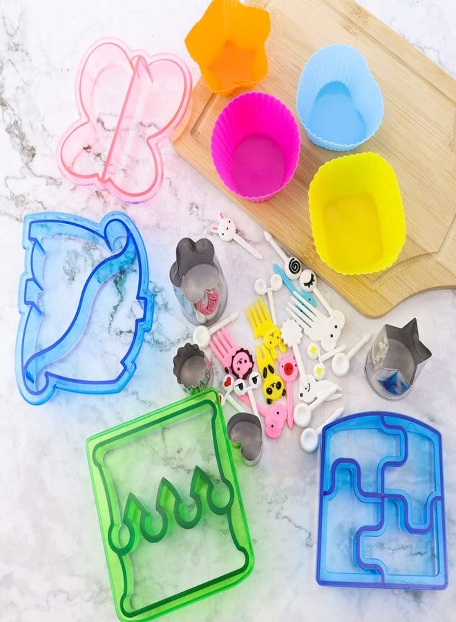 JOGILBOY 32 Pcs DIY Food Set Sandwich Cutters and Sealer Sandwiches Maker Fun Crust Shapes Fruit Vegetable Picks Bento Lunch Box Accessories - Image 2
