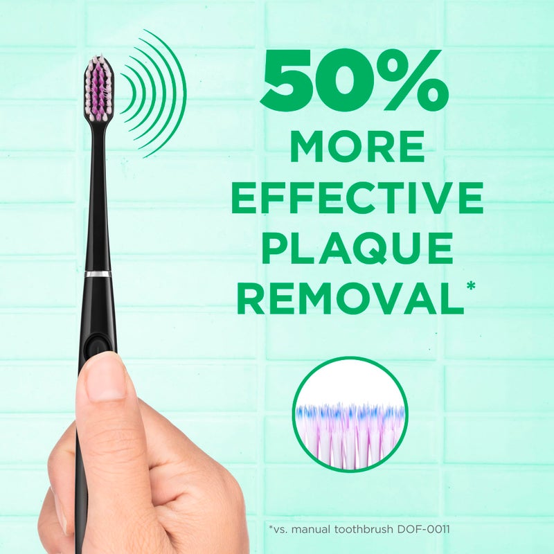 GUM Sonic Powered Toothbrush, Tapered Bristles Clean Below The Gumline, Bundle, Black, 1 Handle(1 Count) + 2 Refills 2 Count(Pack of 1) - Image 2