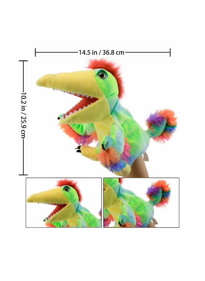 Jurassic World Dinosaur Hand Puppets - Soft Plush Toy with Movable Mouth - Creative Role Play Gift for Kids, Birthday Present - Tail Feather Dragon Stuffed Animal  - Image 2