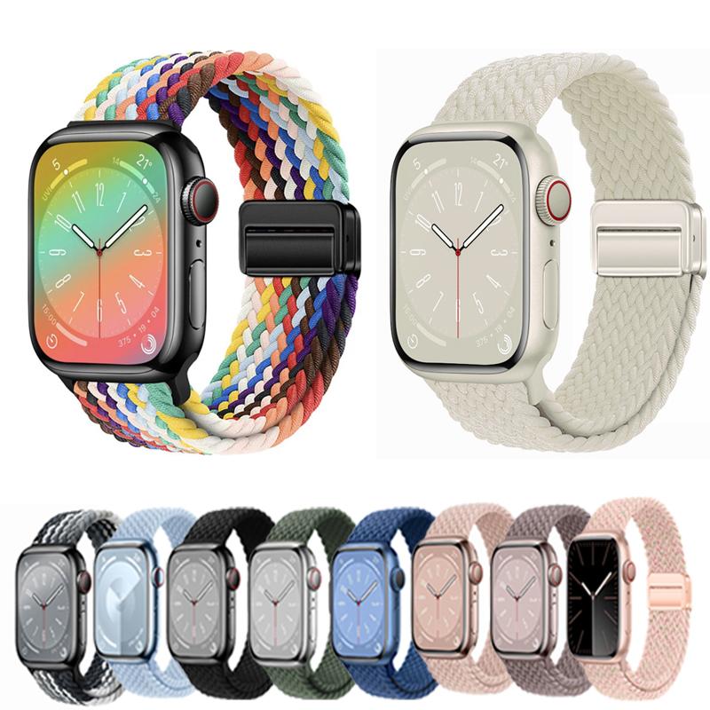 erorex For Apple Watch 46Mm / 49Mm / 45Mm / 44Mm Magnetic Buckle Loop Woven Watch Band(Starlight) - Image 2