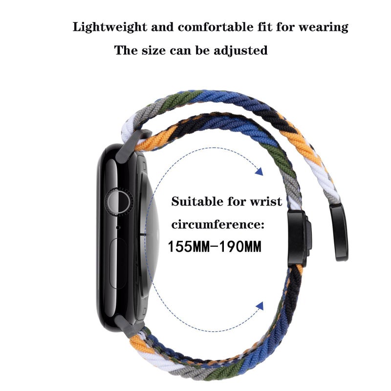 erorex For Apple Watch 46Mm / 49Mm / 45Mm / 44Mm Magnetic Buckle Loop Woven Watch Band(Starlight) - Image 4