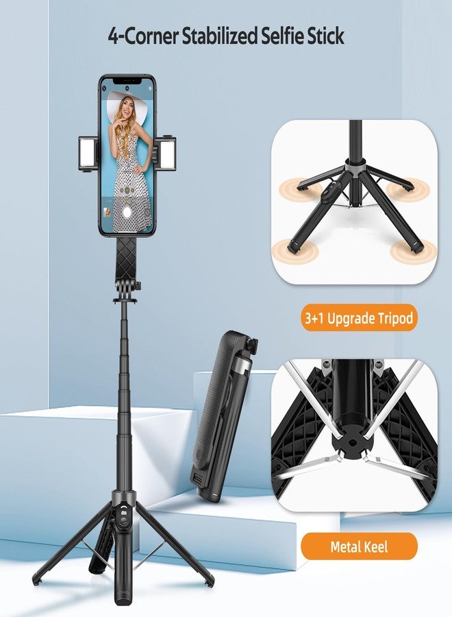 UTEBIT Selfie Stick Tripod for iPhone, 40" Lightweight Phone Tripod Stand with Light & Bluetooth Remote, 3 Light Modes Extendable Selfie Stick Compatible with All iPhone/Android, All-in-1, Black - Image 2
