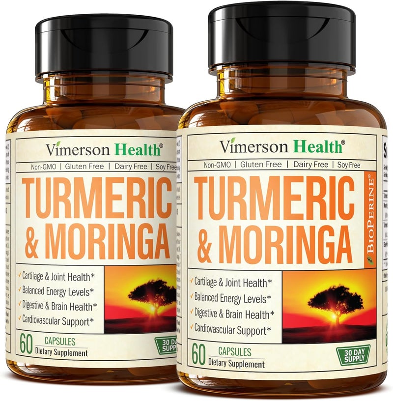 Vimerson Health Turmeric Supplement with Moringa Leaf Joint Supplements for Women  Men  Moringa Oleifera  Tumeric Curcumin with Black Pepper Premium Moringa Capsules for Joint Support Digestion Energy 2 Pack - Image 1