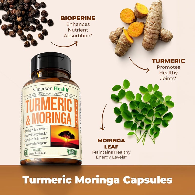 Vimerson Health Turmeric Supplement with Moringa Leaf Joint Supplements for Women  Men  Moringa Oleifera  Tumeric Curcumin with Black Pepper Premium Moringa Capsules for Joint Support Digestion Energy 2 Pack - Image 5