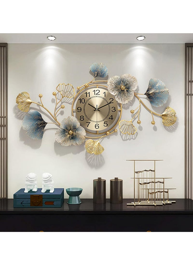 Arabest Large Wall Clock 37 Inch Creative Metal Ginkgo Leaf Design Silent Non Ticking Decoration Clocks for Living Room Bedroom Home  - Image 2