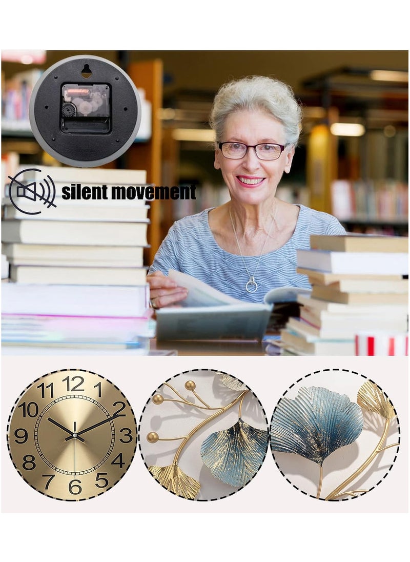 Arabest Large Wall Clock 37 Inch Creative Metal Ginkgo Leaf Design Silent Non Ticking Decoration Clocks for Living Room Bedroom Home  - Image 3