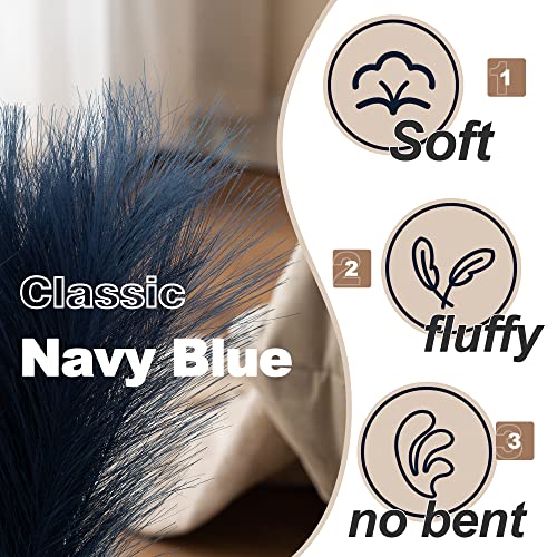 Acfruits Blue Pampas Grass Small, Navy Blue 3Pcs 17" Faux Pampas Grass Decor, Blue Pompas Grass Flower Arrangement and Vase Filler for Boho Home Wedding Decoration - Image 3