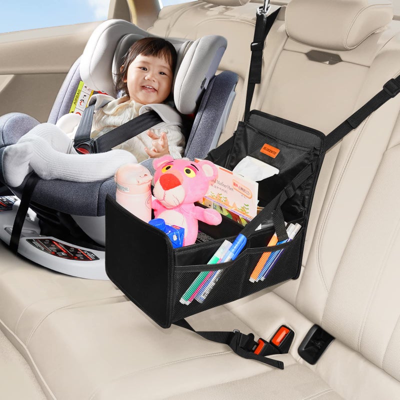 SLOGENTO Kids Car Organizer Backseat- Easy-to-Reach Car Organizers and Storage for Back Seat Between Seats with Tissue Box and Side Pockets, Car Travel Accessories for Baby Long Trips with cup Holders - Image 5