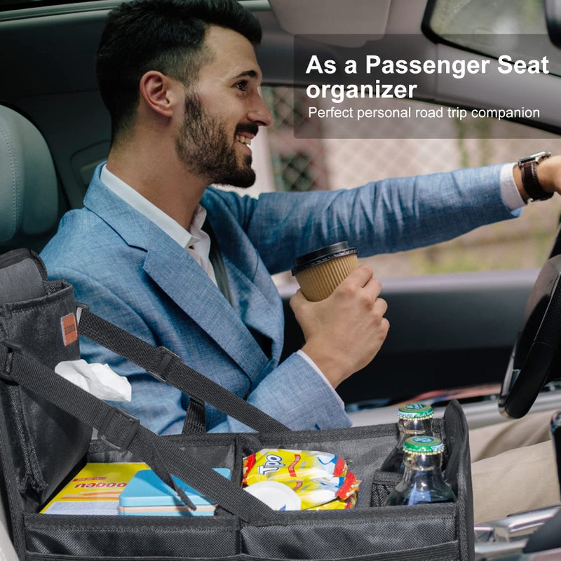 SLOGENTO Kids Car Organizer Backseat- Easy-to-Reach Car Organizers and Storage for Back Seat Between Seats with Tissue Box and Side Pockets, Car Travel Accessories for Baby Long Trips with cup Holders - Image 4