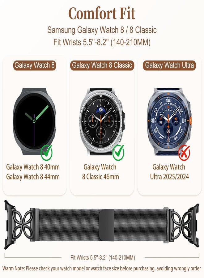 Getino Magnetic Metal Band Compatible with Galaxy Watch 8 / Watch 8 Classic Band, Milanese Floral Dressy Strap for Samsung Watch Bands Women 40mm 44mm 46mm - Image 5