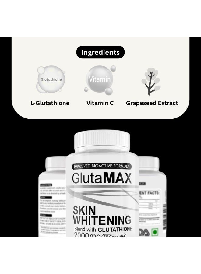 Glutamax Whitening Capsules 2000mg – Skin Brightening Glutathione Blend 60 Caps - Image 4